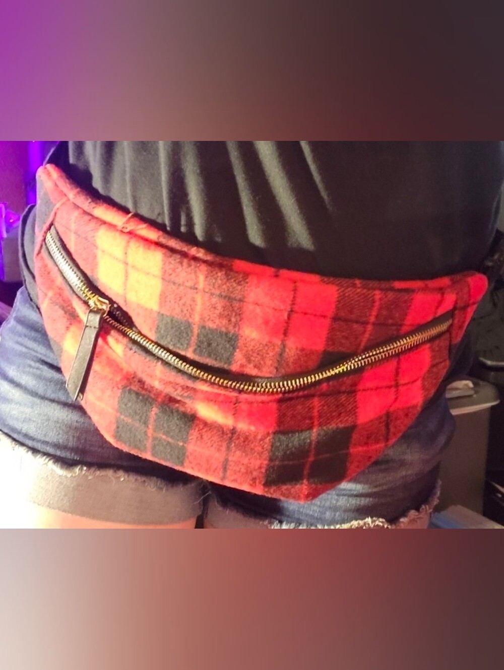EUC Lulu's Mountain Maven Red Plaid Fanny Pack